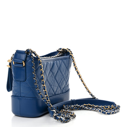 Chanel Aged Calfskin Quilted Small Gabrielle Hobo Blue 3 of 12