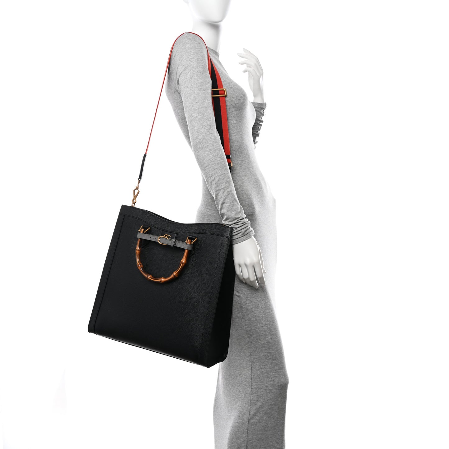 Wonka Grain Calfskin Large Diana Tote Bag Black
