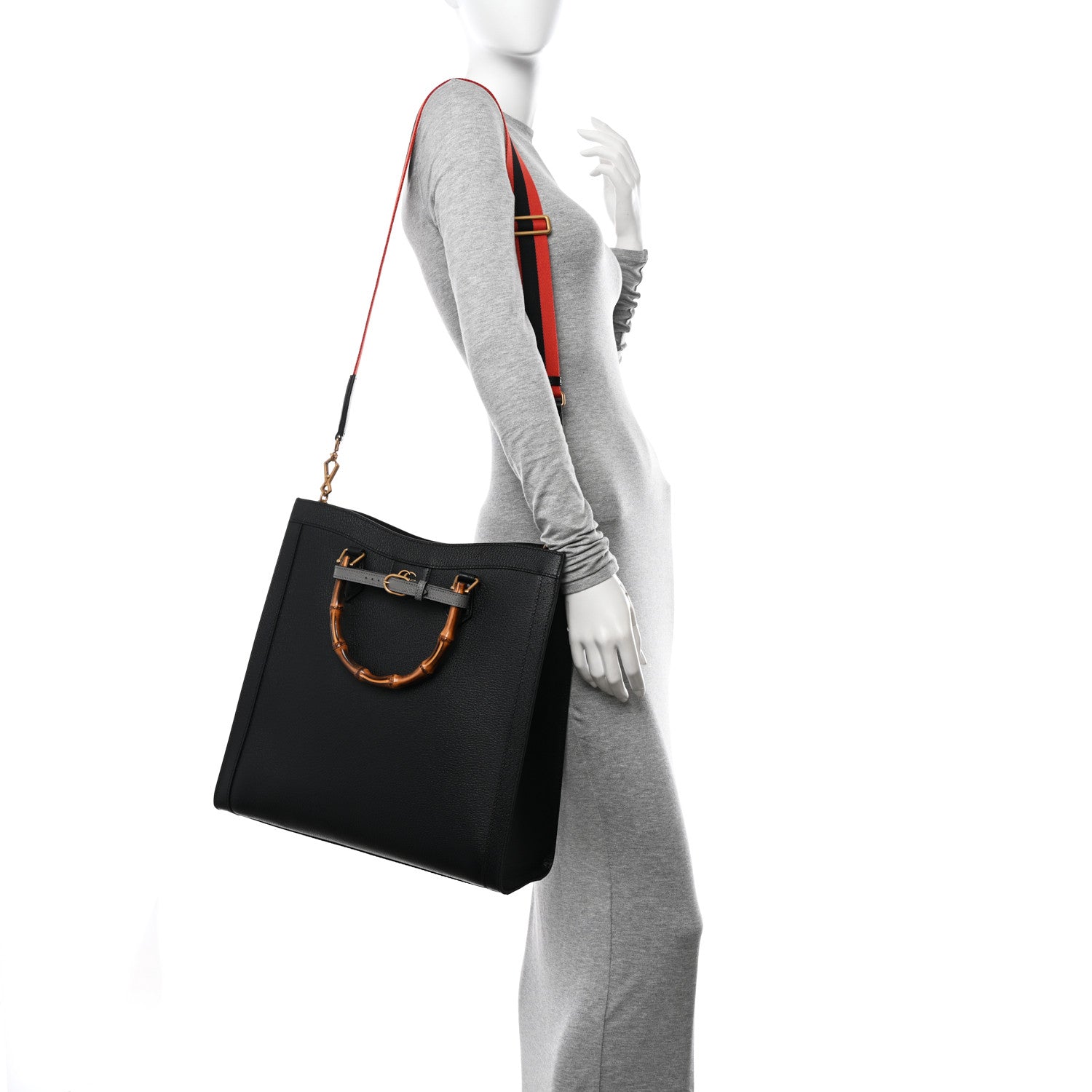 Gucci Wonka Grain Calfskin Large Diana Tote Bag Black 2 of 12
