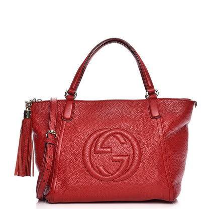 Gucci Pebbled Calfskin Small Soho Top Handle Bag Red 1 of 17