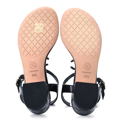 Chanel Lambskin Chain CC Logo Thong Sandals 36.5 Black 5 of 9