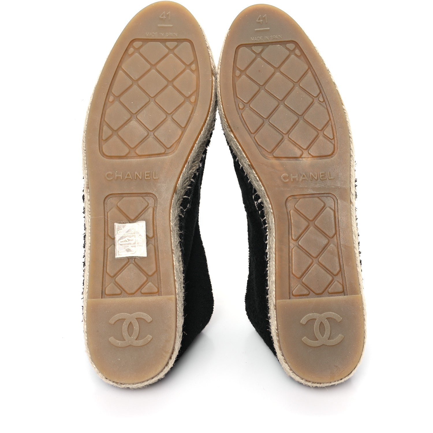 Chanel Cotton Lambskin CC Espadrilles 41 Black White 6 of 10