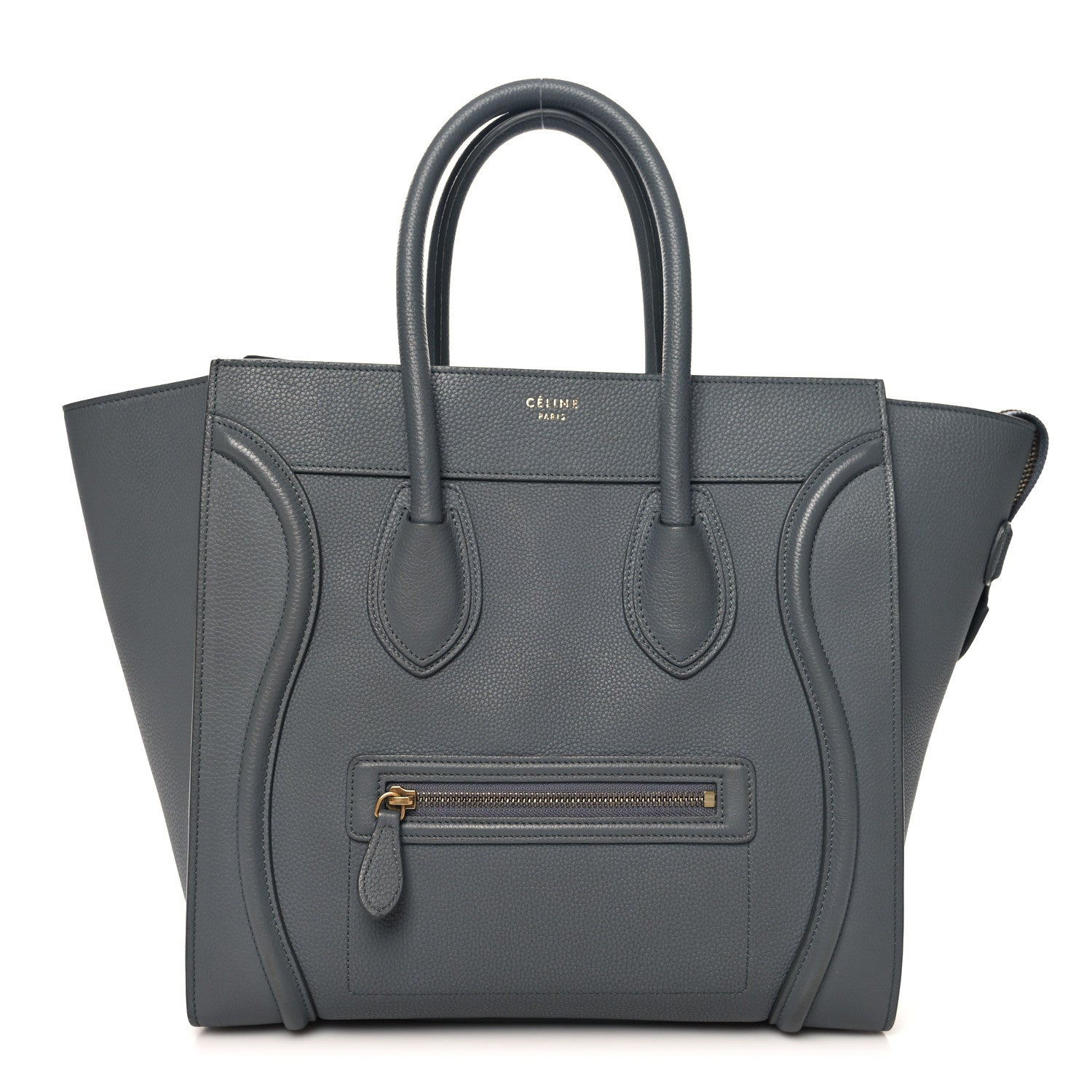 Celine Drummed Calfskin Mini Luggage Kohl 1 of 14