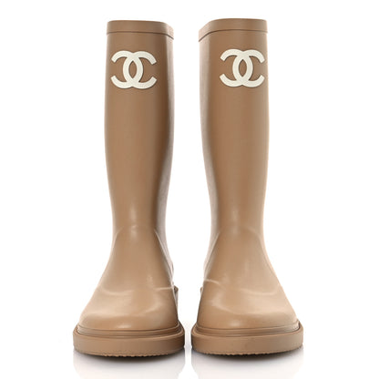 Chanel Caoutchouk CC High Boots 38 Beige 3 of 14