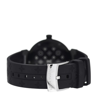 Louis Vuitton Stainless Steel Rubber Diamond 34mm Tambour Quartz Watch Black 3 of 5