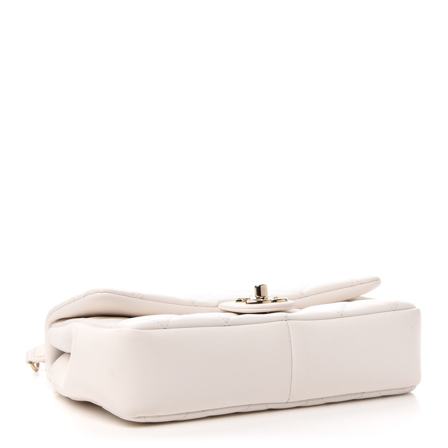Lambskin Quilted Resin Bi-Color Chain Flap Bag White