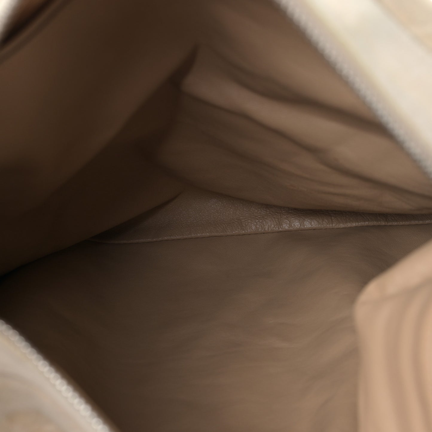 Suede Nylon Stitched Hobo Messenger Bag Beige Brown