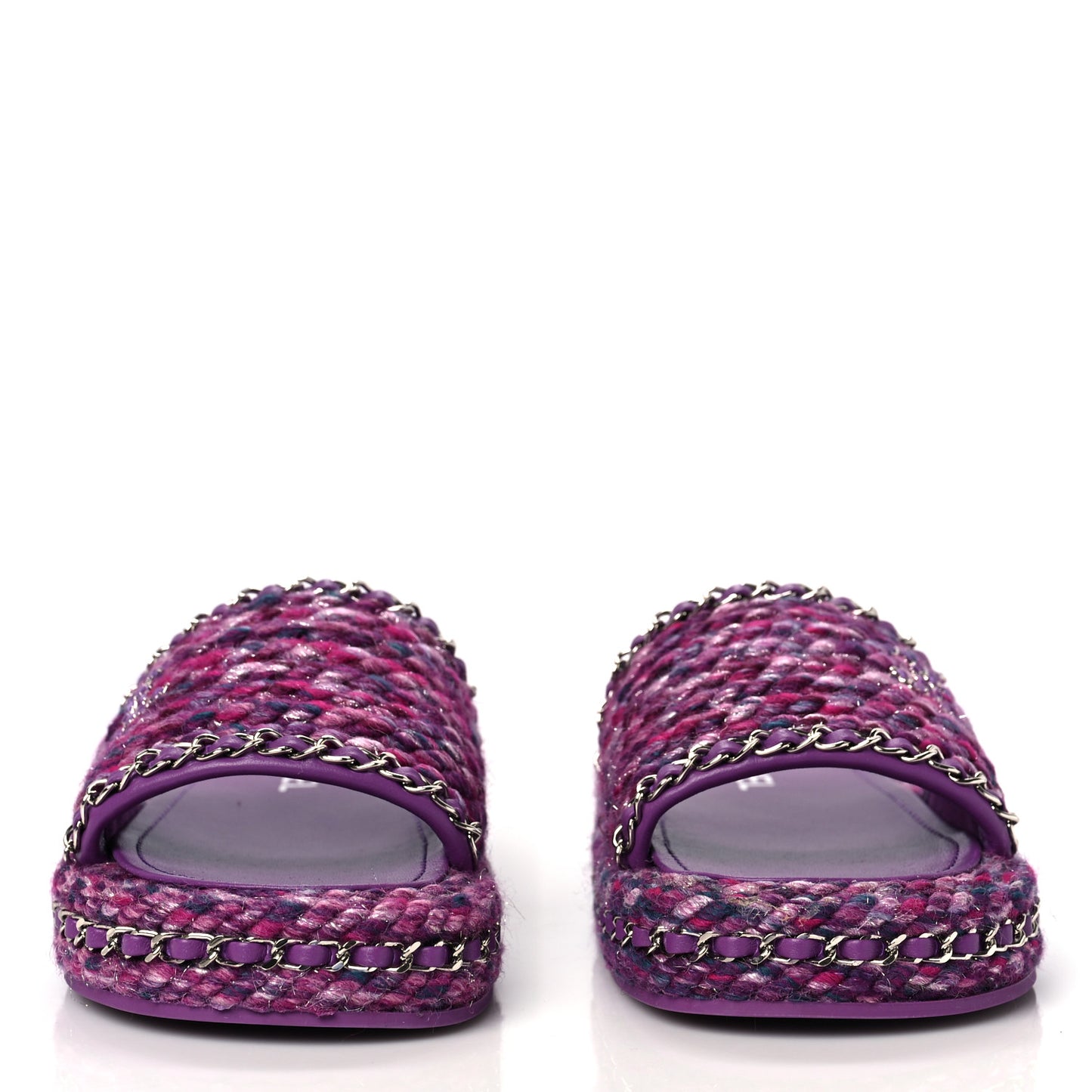 Cord Braided Chain Slide Sandals 37 Dark Purple