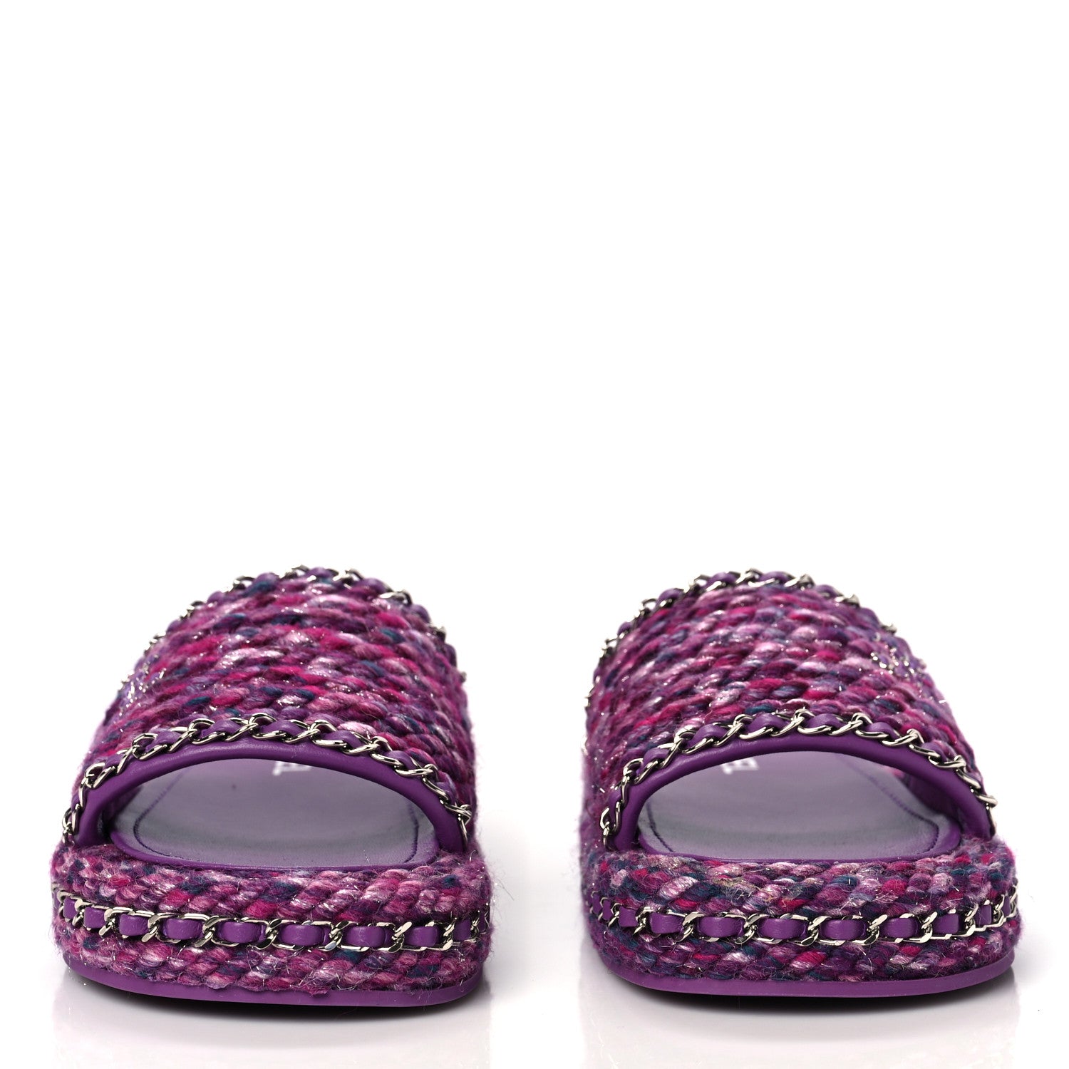 Chanel Cord Braided Chain Slide Sandals 37 Dark Purple 2 of 8