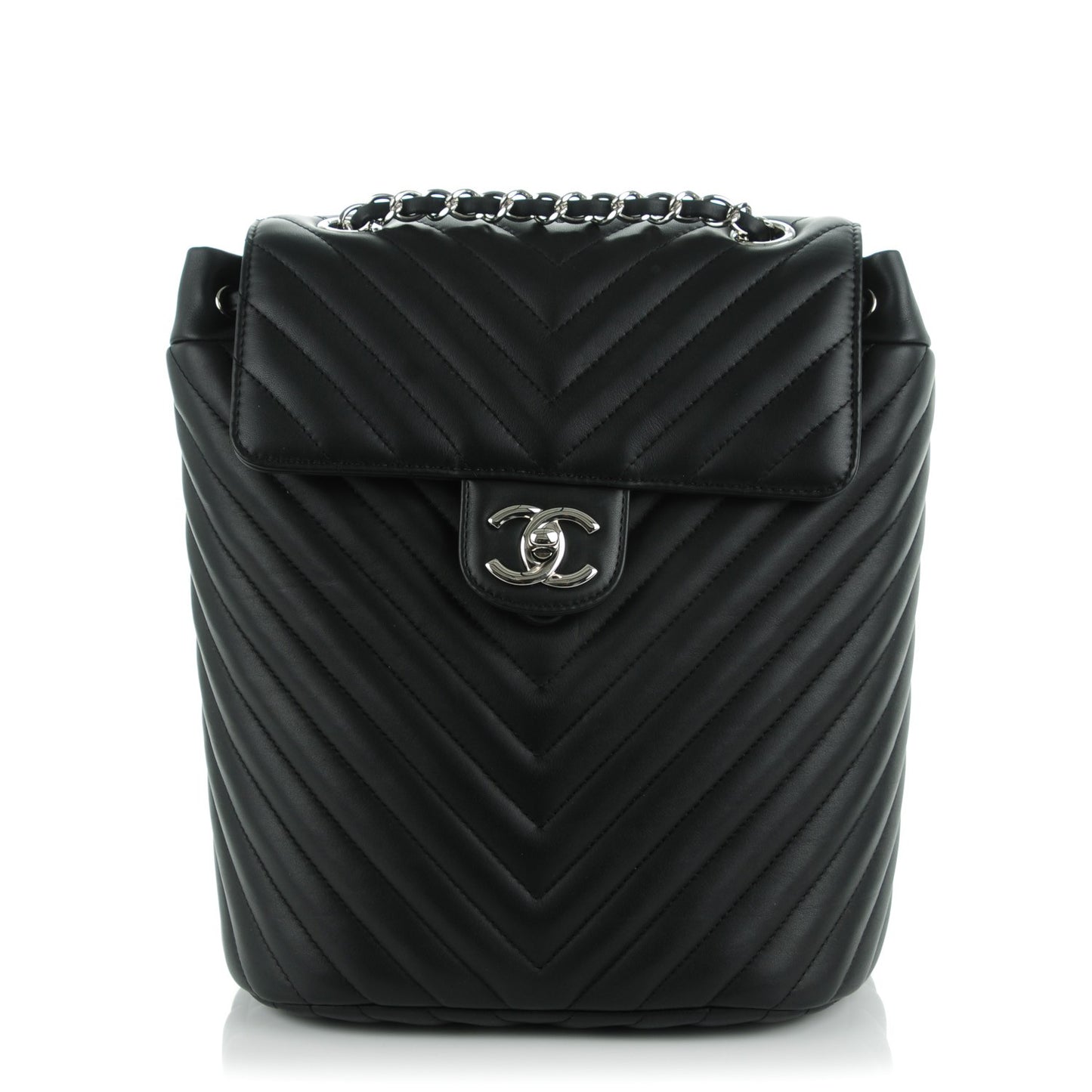 Calfskin Chevron Quilted Small Urban Spirit Backpack Black
