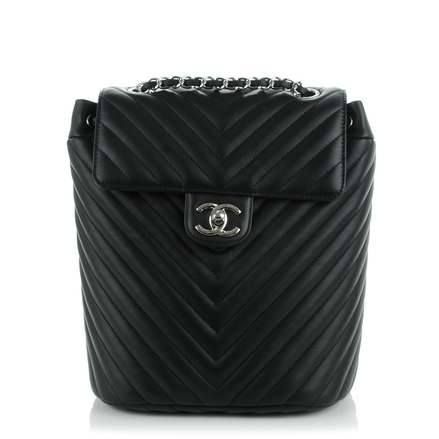Chanel Calfskin Chevron Quilted Small Urban Spirit Backpack Black 1 of 8