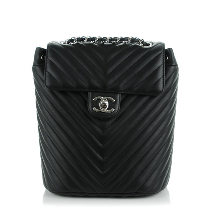 Chanel Calfskin Chevron Quilted Small Urban Spirit Backpack Black 1 of 8