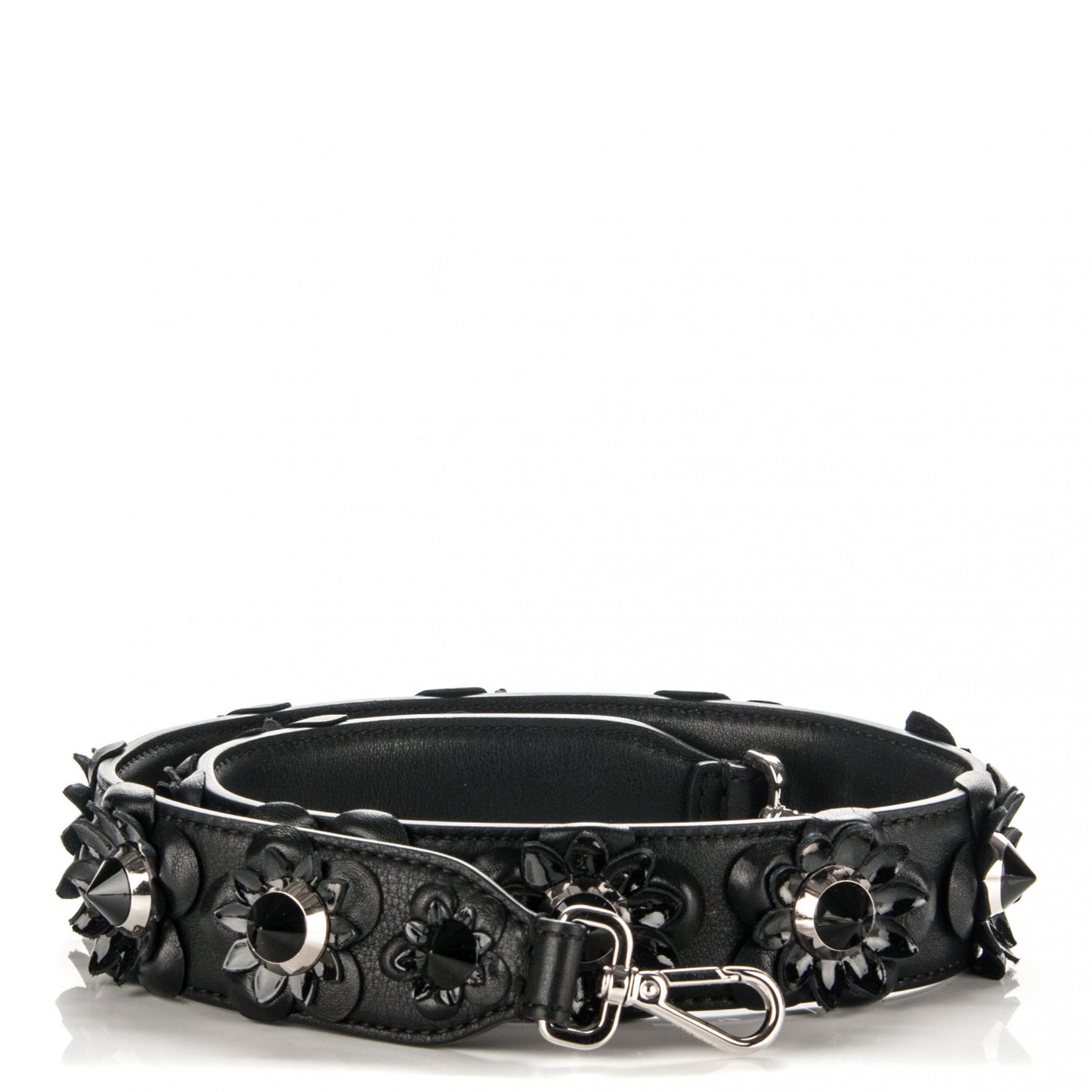 Vitello Dolce Nappa Patent Flowerland Studded Strap You Black