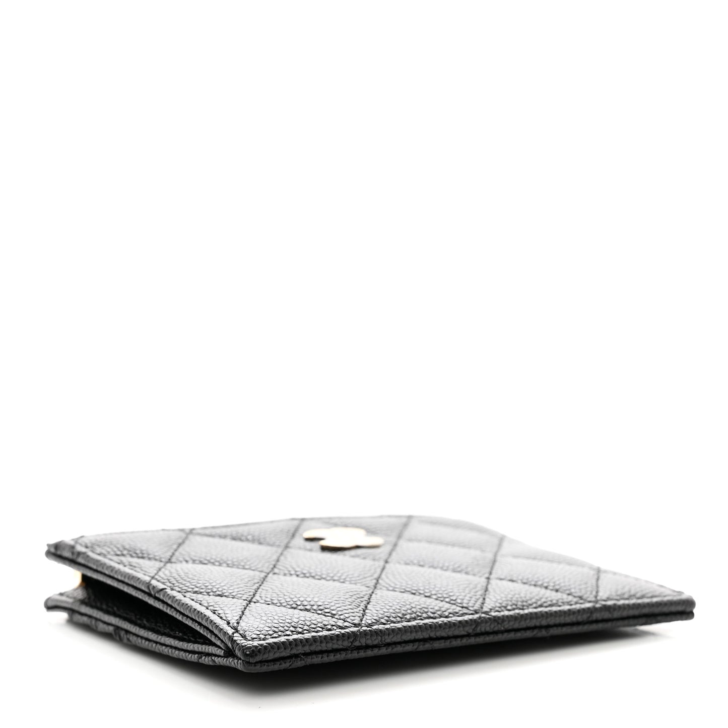 Caviar Quilted CC Zip Card Holder Black