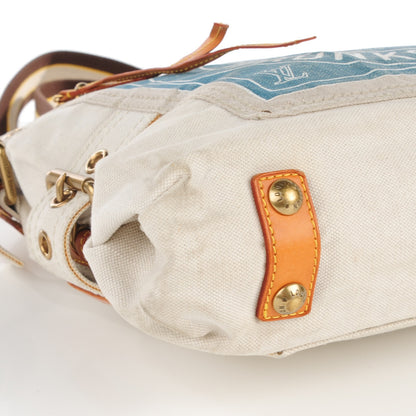 Louis Vuitton Toile Globe Shopper Cabas MM Blue 10 of 10