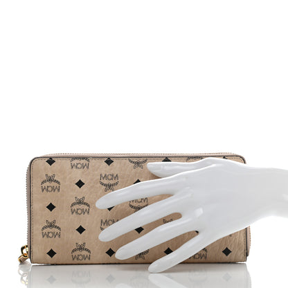 MCM Visetos Large Zip Around Wallet Beige 2 of 8