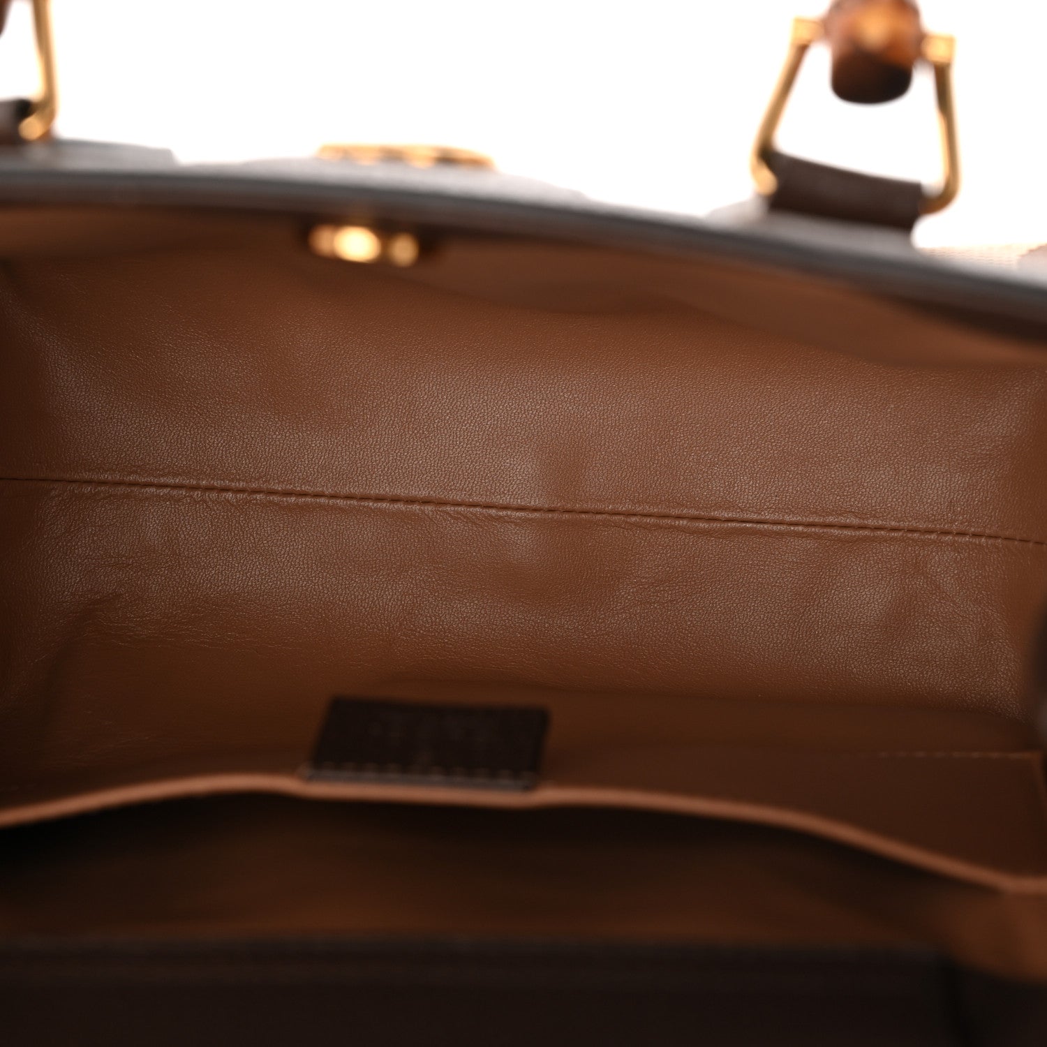 Gucci Monogram Jumbo GG Textured Dollar Calfskin Small Diana Tote Bag Camel Ebony New Acero 5 of 11