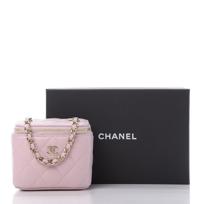 Chanel Caviar Quilted Mini Vanity Case With Chain Light Pink 10 of 10