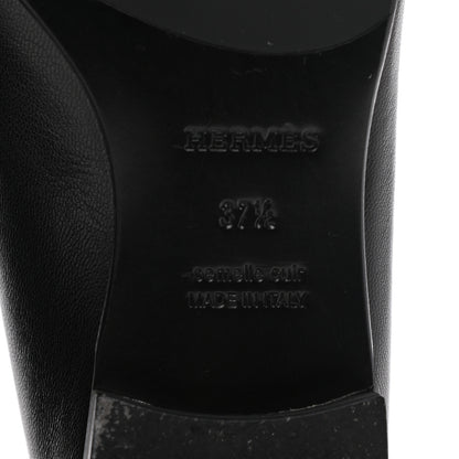 Hermes Goatskin Womens Paris Loafers 38.5 Black 6 of 11