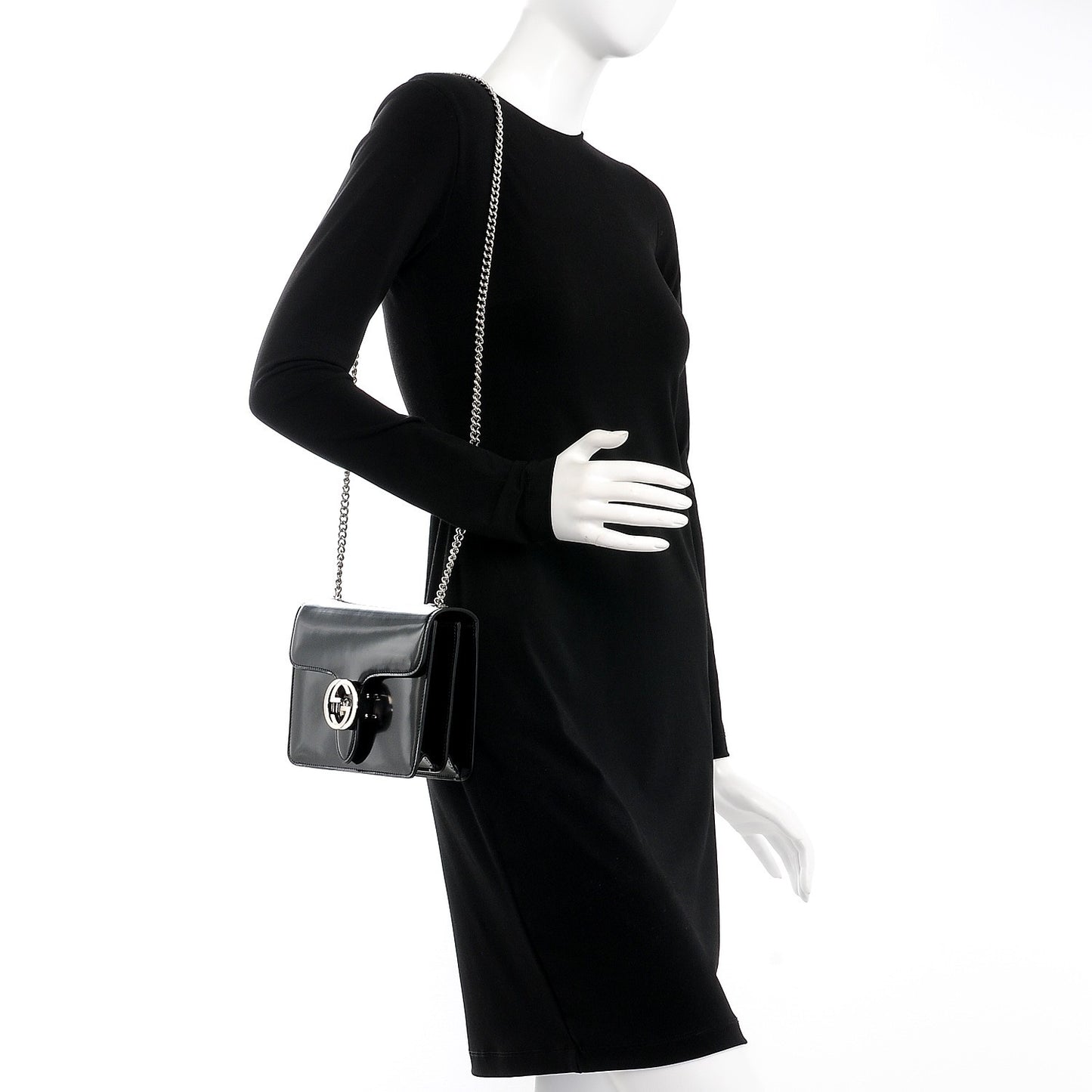 Shade Lux Calfskin Small Interlocking G Shoulder Bag Black