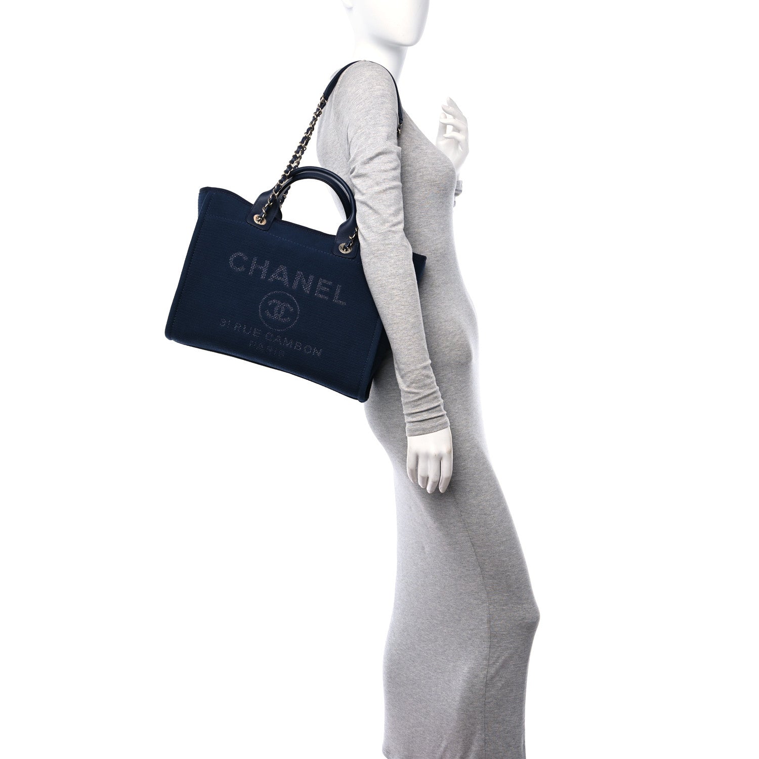 Chanel Mixed Fibers Small Deauville Tote Navy 2 of 13