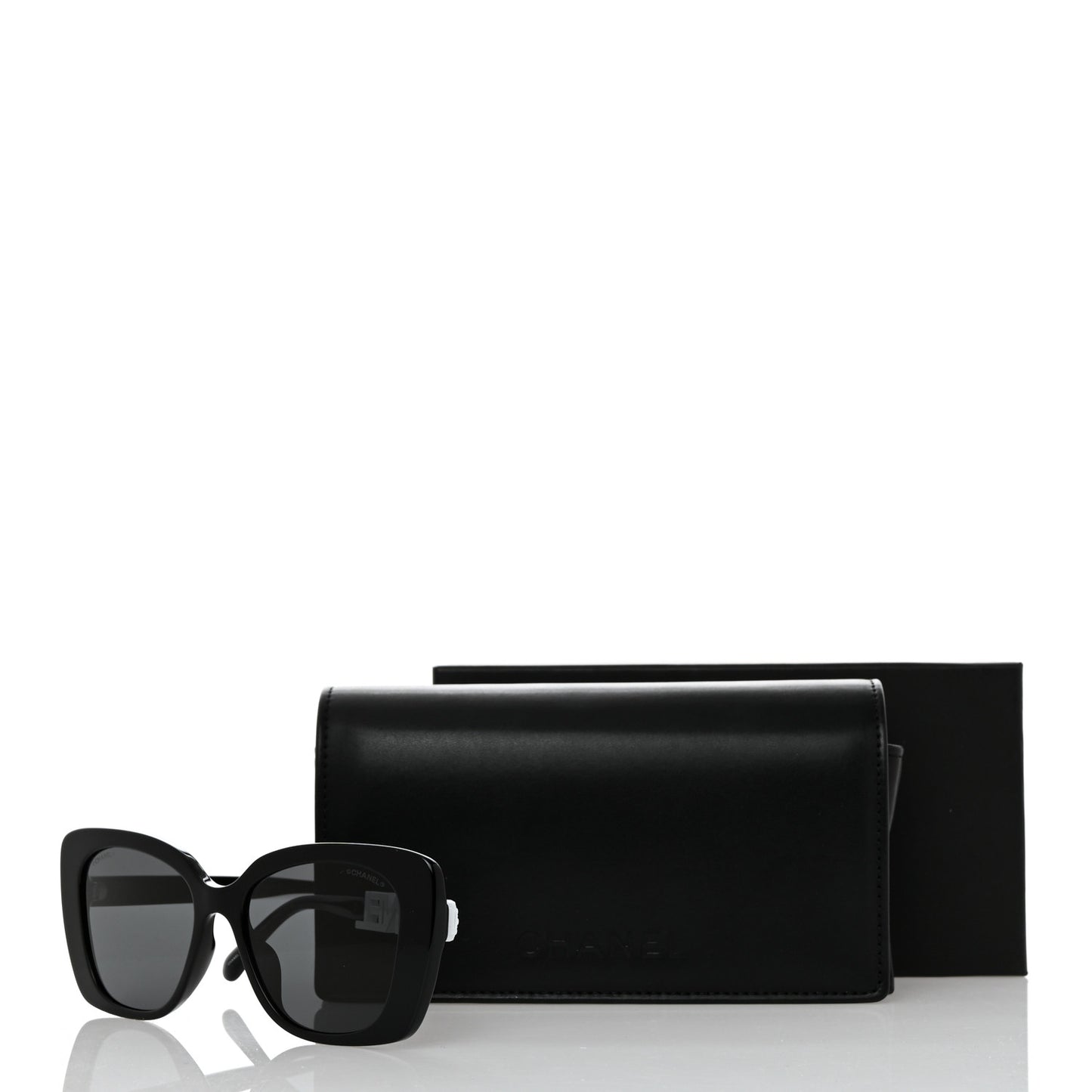 Acetate Strass Polarized Square Sunglasses 5422-B-A Black White