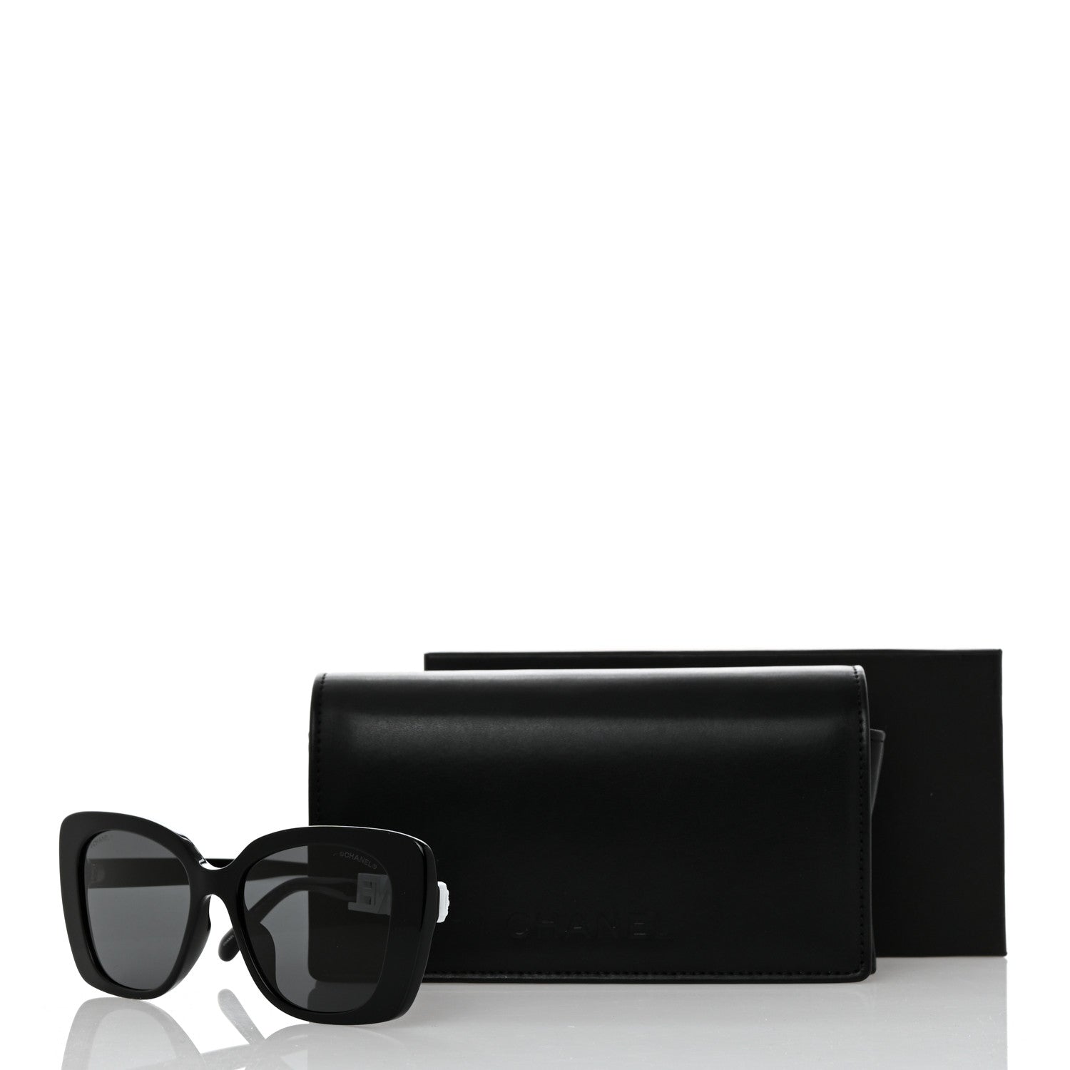 Chanel Acetate Strass Polarized Square Sunglasses 5422-B-A Black White 8 of 8