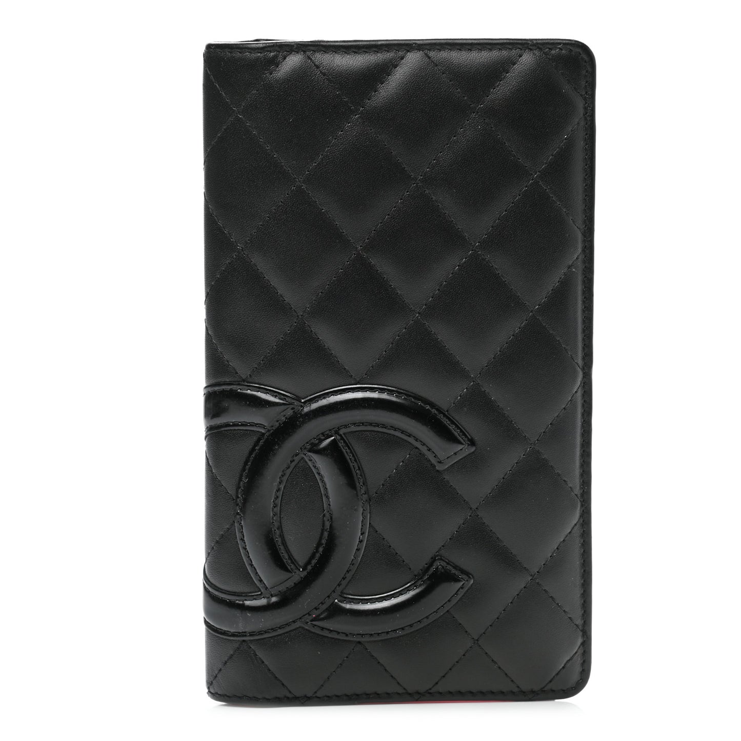 Calfskin Quilted Cambon Yen Wallet Black