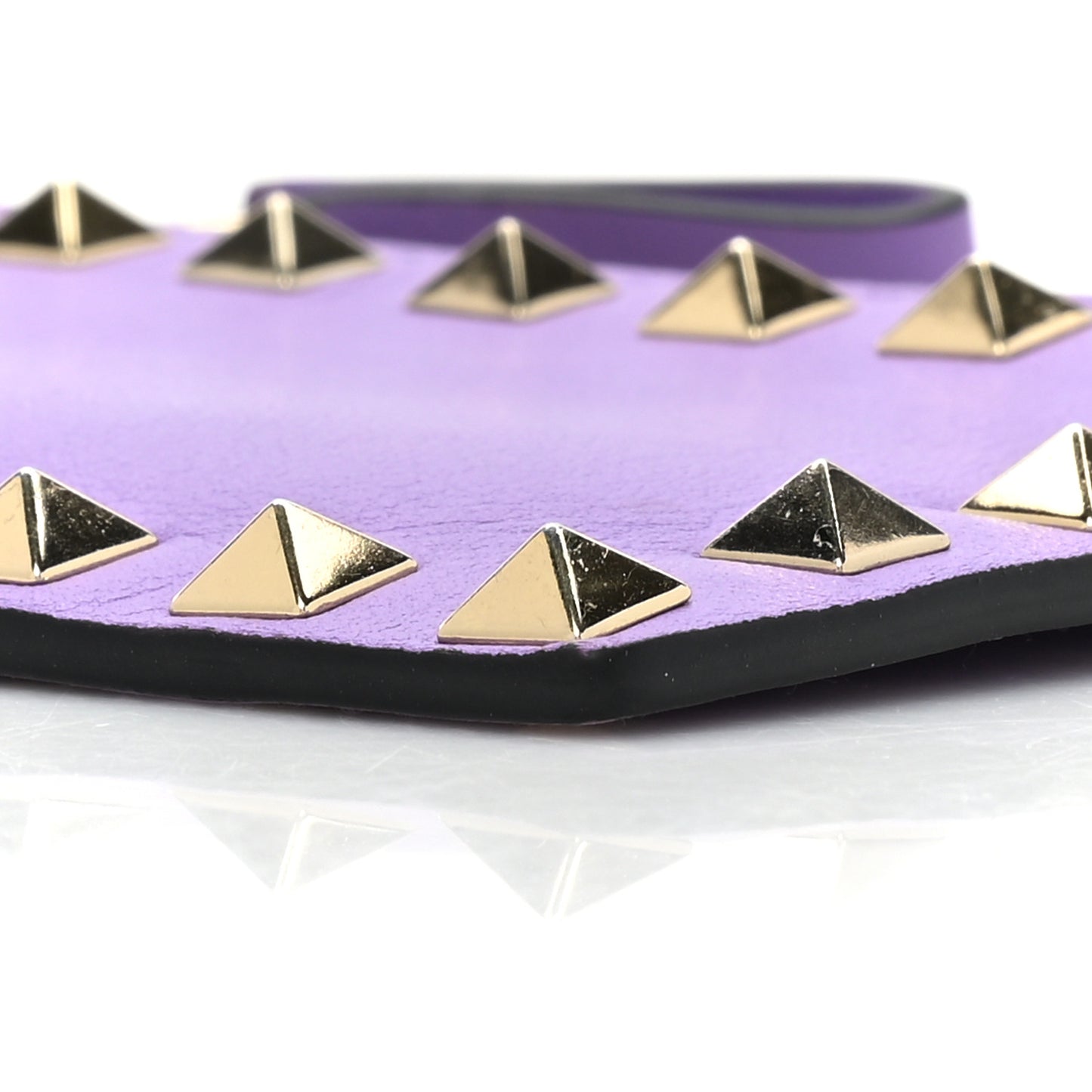 Calfskin Rockstud Coin Case Card Holder Glicine