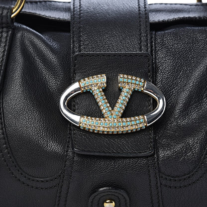 Valentino Garavani Grained Calfskin Catch Satchel Black 7 of 9