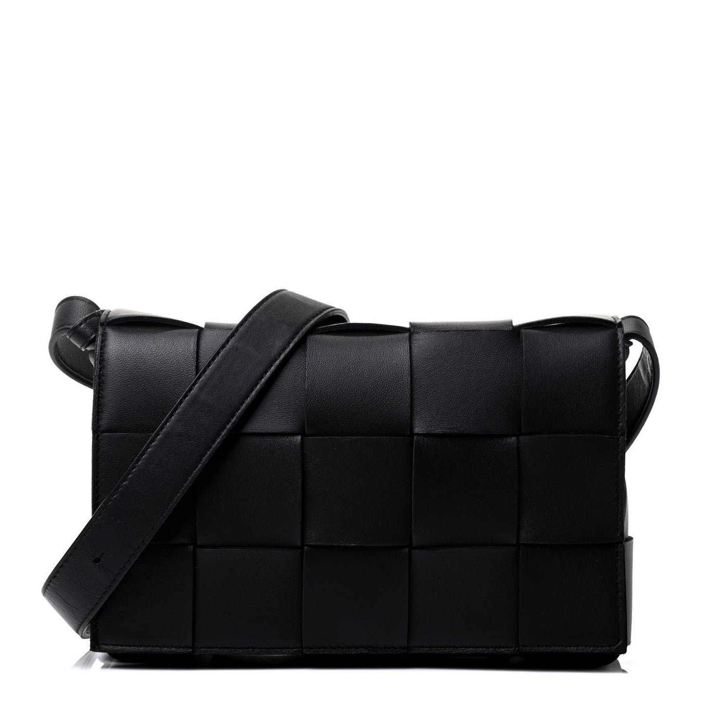 Lambskin Maxi Intrecciato Cassette Crossbody Bag Black