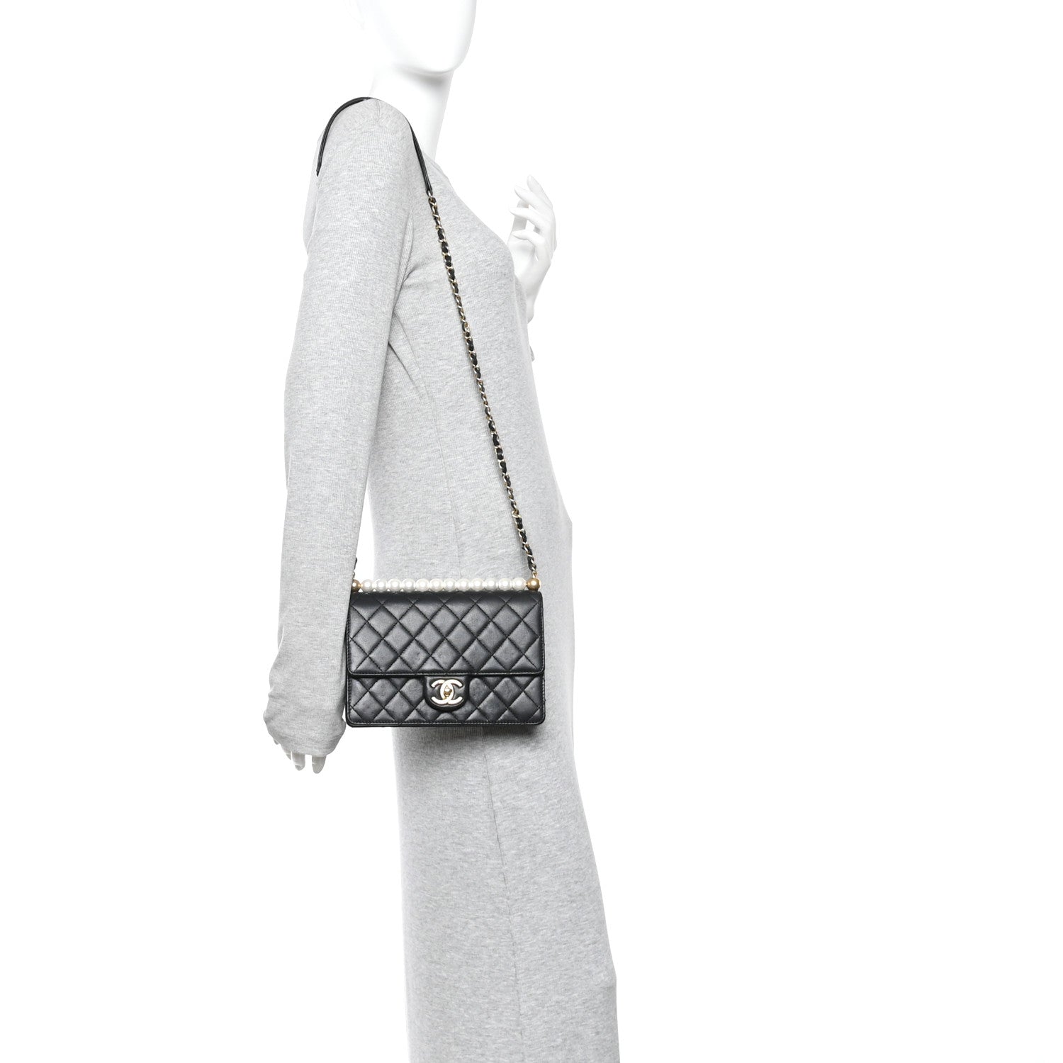 Chanel Goatskin Quilted Small Chic Pearls Flap Black 2 of 10