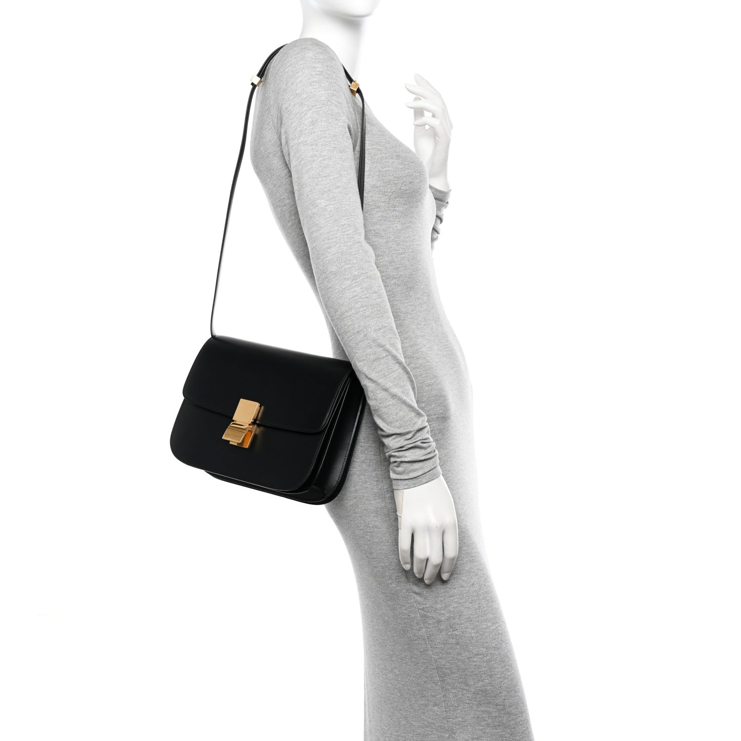 Box Calfskin Medium Classic Box Flap Bag Black