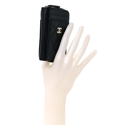Chanel Caviar Quilted Zip Card Holder Black 2 of 8