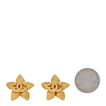 Chanel Metal Flower CC Clip On Earrings Gold 2 of 5