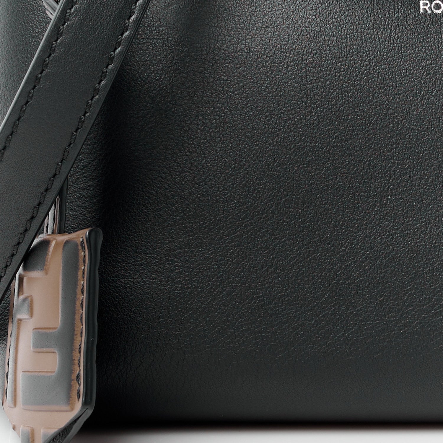 Fendi Vitello Dolce Bi-Color FF 1974 Embossed Mini By The Way Boston Bag Black Maya 10 of 13