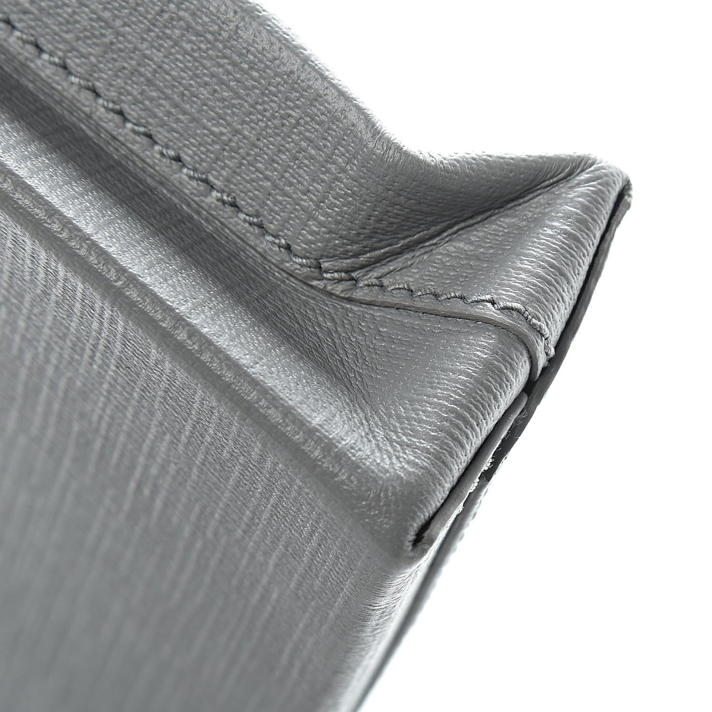 Squared Calfskin Logo Shopping Envelope Clutch Balenciaga Grey