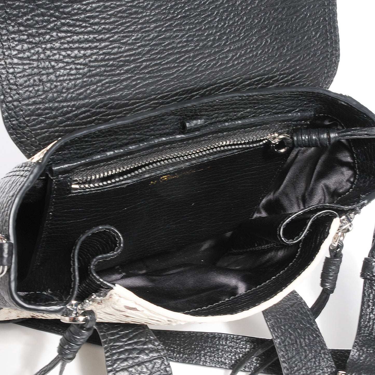 3.1 Pebbled Leather Elaphe Mini Pashli Satchel Natural Black