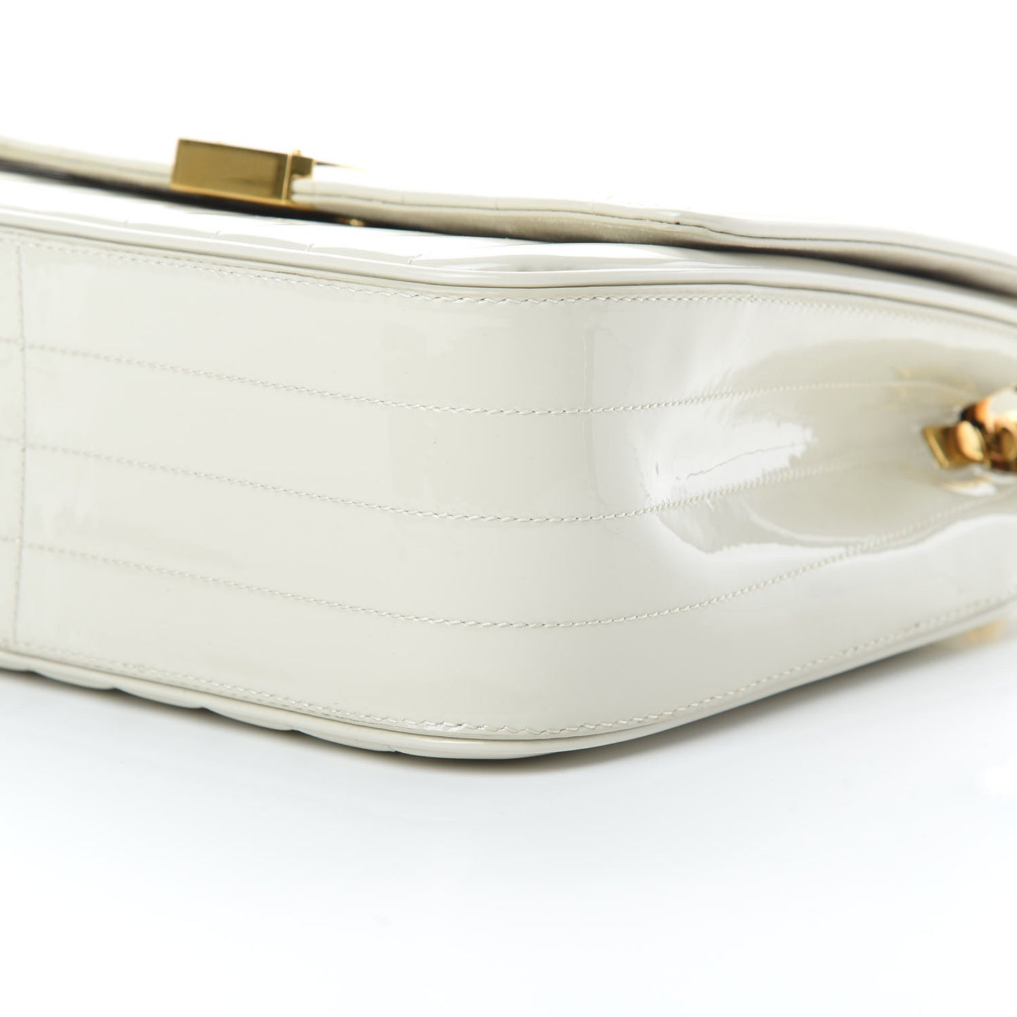 Patent Matelasse Monogram Large Vicky Chain Bag White