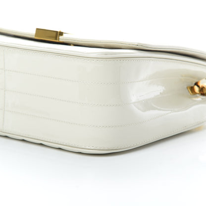 Saint Laurent Patent Matelasse Monogram Large Vicky Chain Bag White 10 of 11