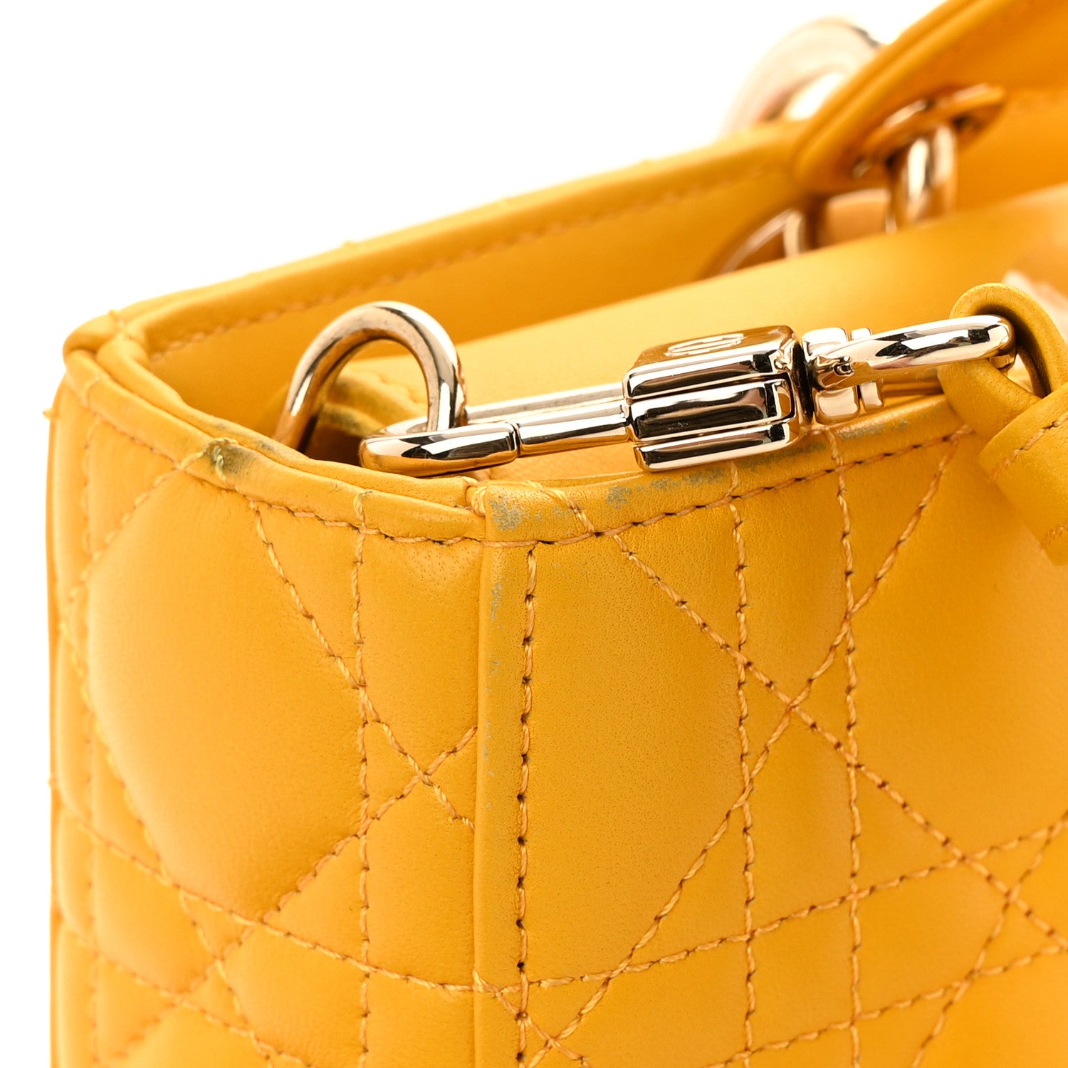 Christian Dior Lambskin Cannage Medium Lady D-Joy Yellow 1342041
