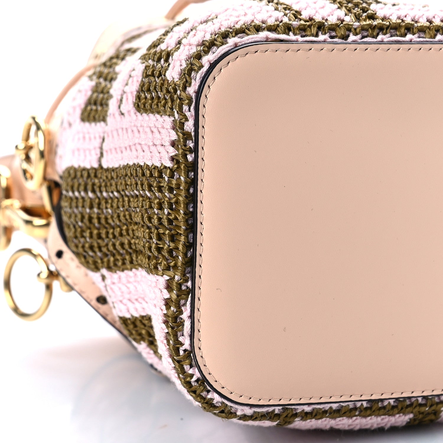 Fendi Raffia Vitello King F is Fendi FF Crochet Mini Mon Tresor Bucket Bag Natural Light Rose 7 of 8
