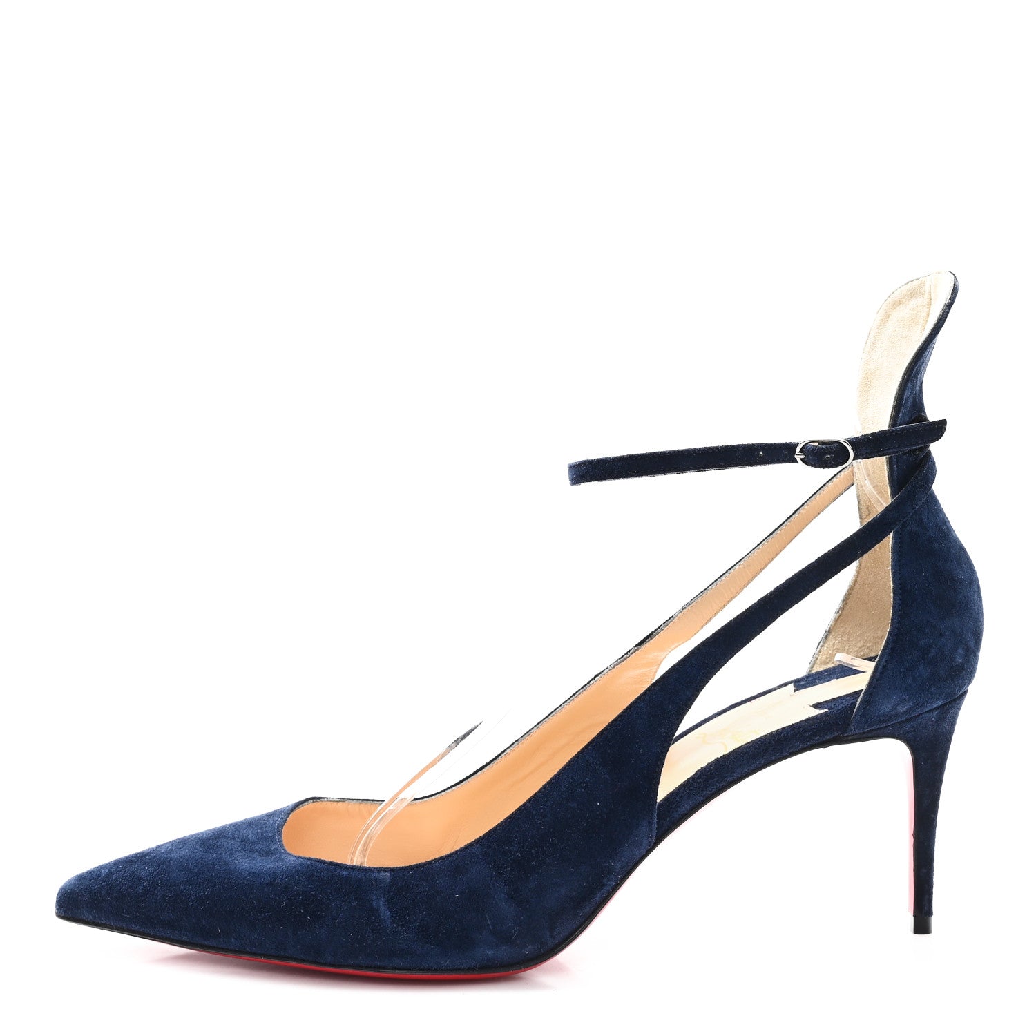 Christian Louboutin Veau Velours Perforated Victorilla 100 Pumps 40 Marine 1 of 8