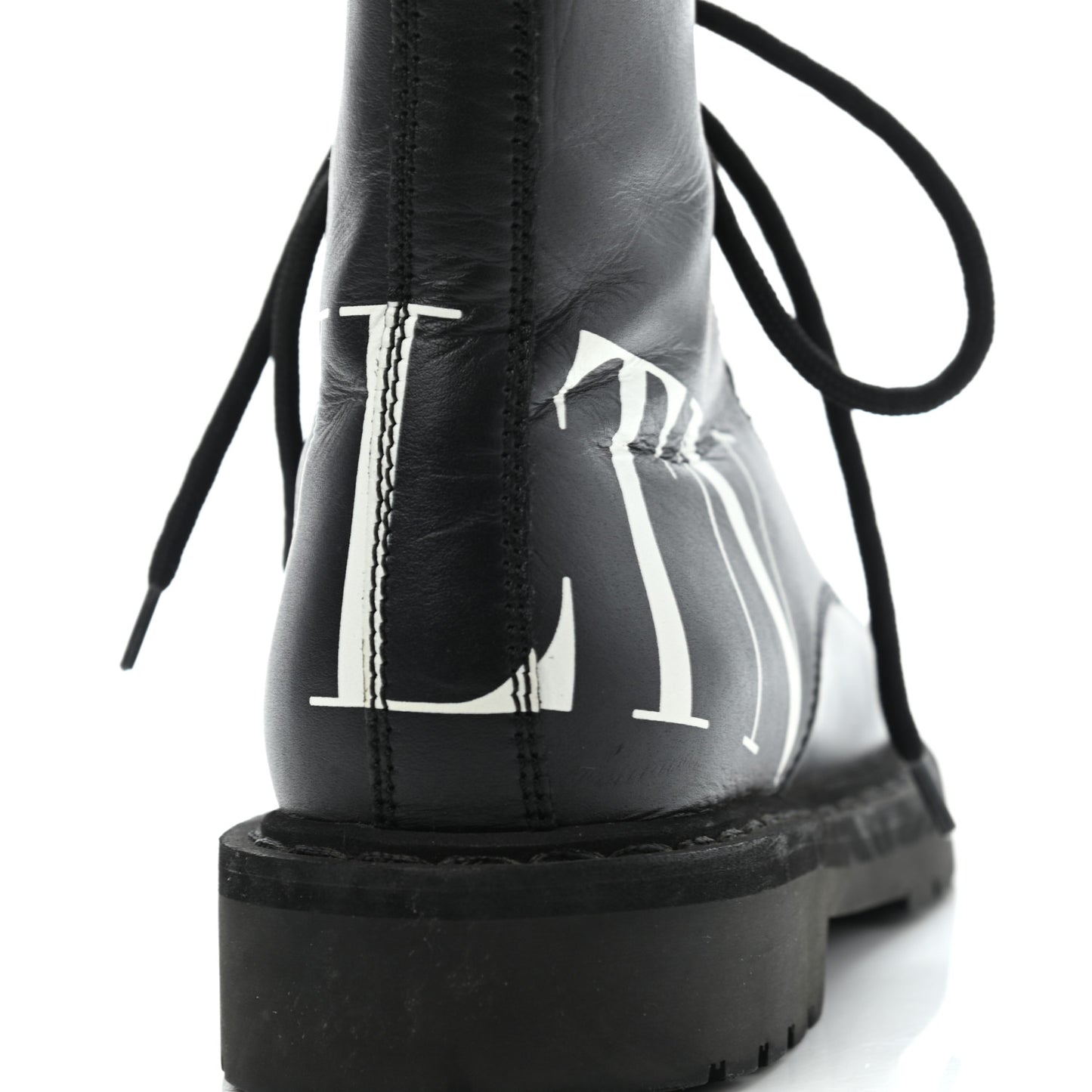 Calfskin VLTN 20mm Combat Boots 36.5 Black White