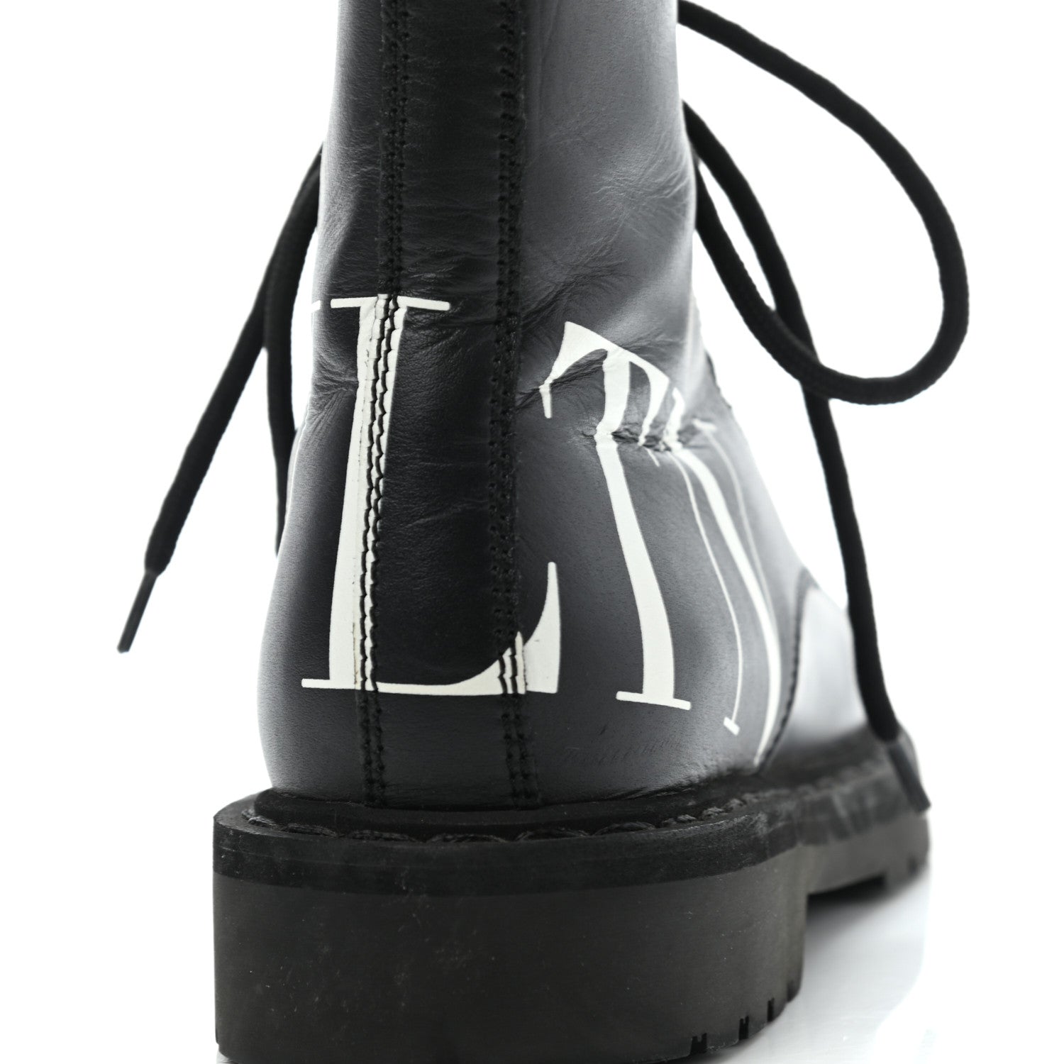 Valentino Garavani Calfskin VLTN 20mm Combat Boots 36.5 Black White 5 of 11