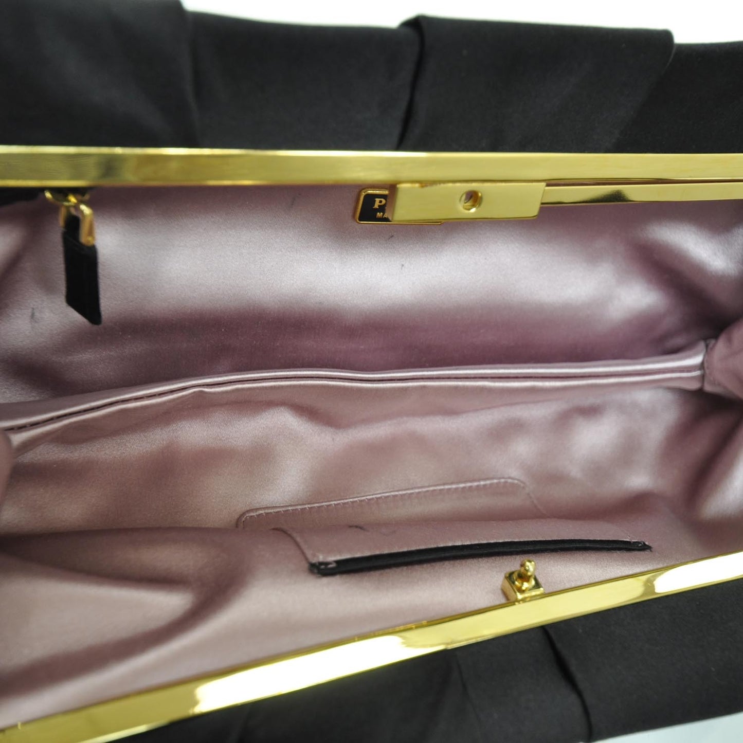 Satin Frame Evening Bag Black
