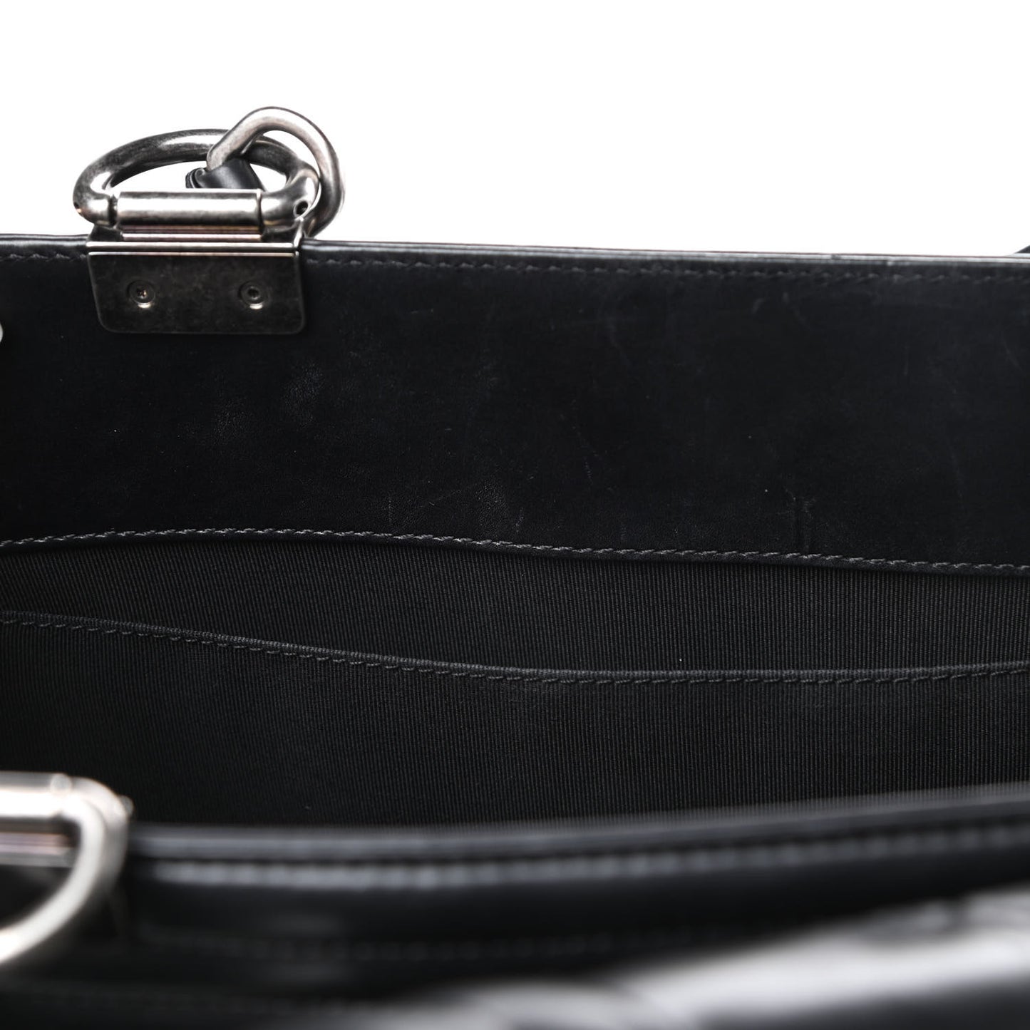 Glazed Calfskin Boy Tote Black