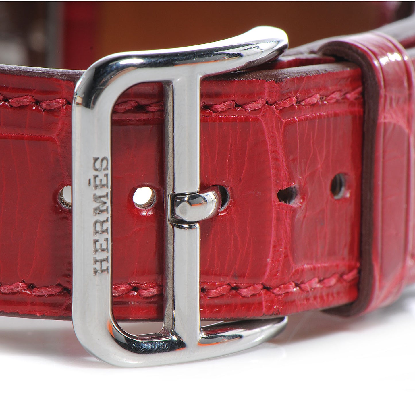 Stainless Steel Alligator Diamond 26mm Heure H Hour Quartz Watch Rouge Casaque