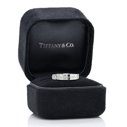 Tiffany Platinum Diamond 4mm Logo Band Ring 49 5 5 of 5