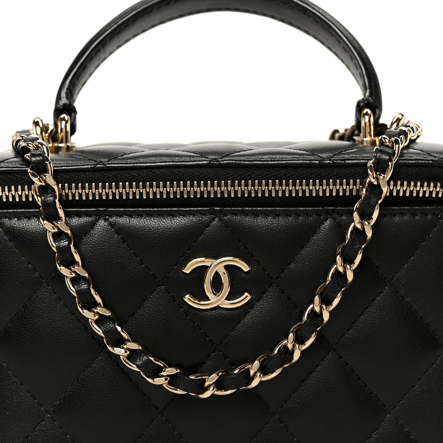 Chanel Lambskin Quilted Small Top Handle Vanity Case With Chain Black 8 of 11